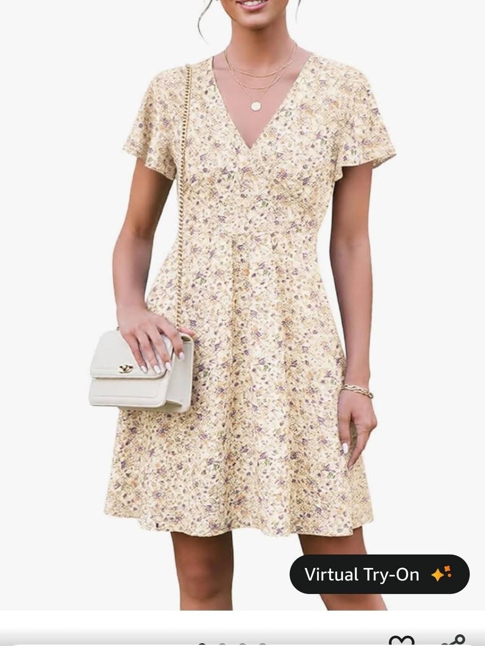 NEW Womens Summer Dresses Slant Open V Neck Floral Printed Sundress